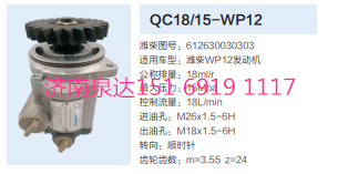 QC18/15-WP12,动力转向齿轮泵,济南泉达汽配有限公司