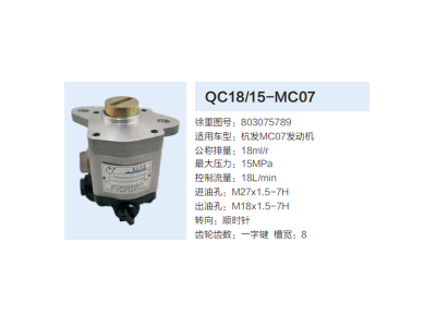 QC18/15-MC07,动力转向齿轮泵,济南泉达汽配有限公司