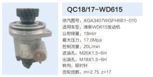 XGA3407WGFH6B1-010,动力转向齿轮泵,济南泉达汽配有限公司