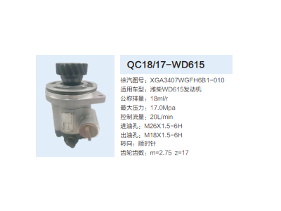 XGA3407WGFH6B1-010,动力转向齿轮泵,济南泉达汽配有限公司