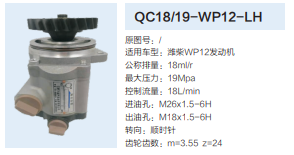 QC18/19-WP12-LH,动力转向齿轮泵,济南泉达汽配有限公司