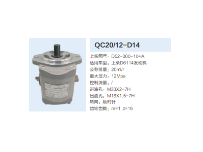 QC20/12-D14,动力转向齿轮泵,济南泉达汽配有限公司
