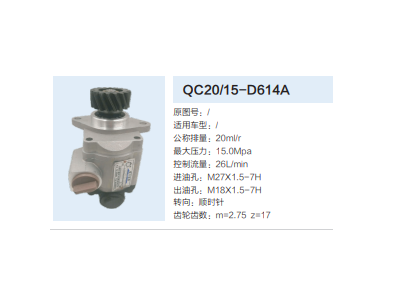 QC20/15-D614A,动力转向齿轮泵,济南泉达汽配有限公司