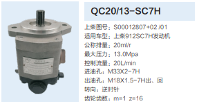 QC20/13-SC7H,动力转向齿轮泵,济南泉达汽配有限公司