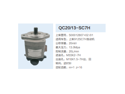 QC20/13-SC7H,动力转向齿轮泵,济南泉达汽配有限公司