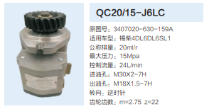 QC20/15-L6LC,动力转向齿轮泵,济南泉达汽配有限公司