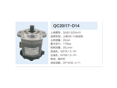 QC20/17-D14,齿轮泵,济南泉达汽配有限公司