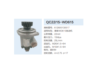 QC22/15-WD615,齿轮泵,济南泉达汽配有限公司