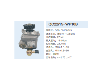 QC22/15-WP10B,齿轮泵,济南泉达汽配有限公司