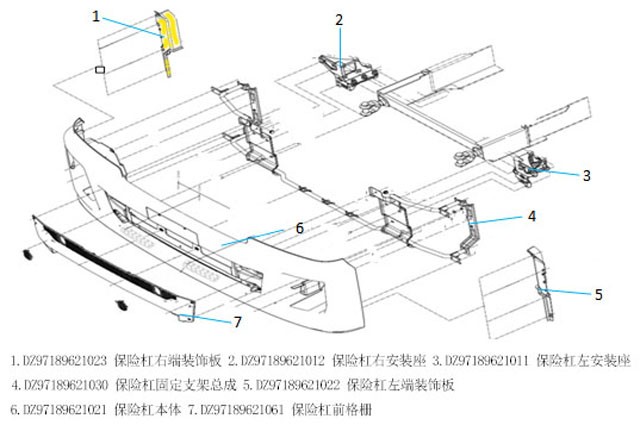 DZ97189621038,Bumper right end trim plate,济南向前汽车配件有限公司