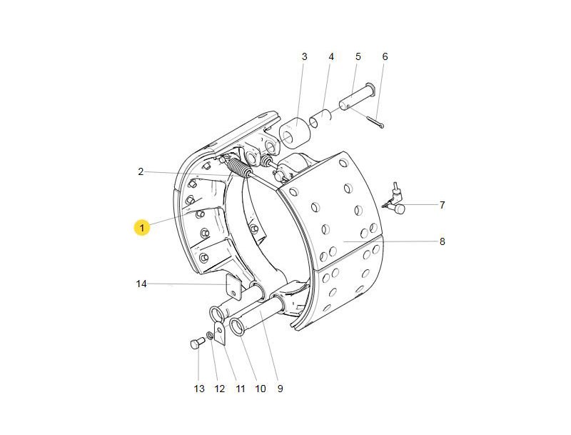 711W50200-6882   制动蹄总成,Brake shoe assembly,济南向前汽车配件有限公司