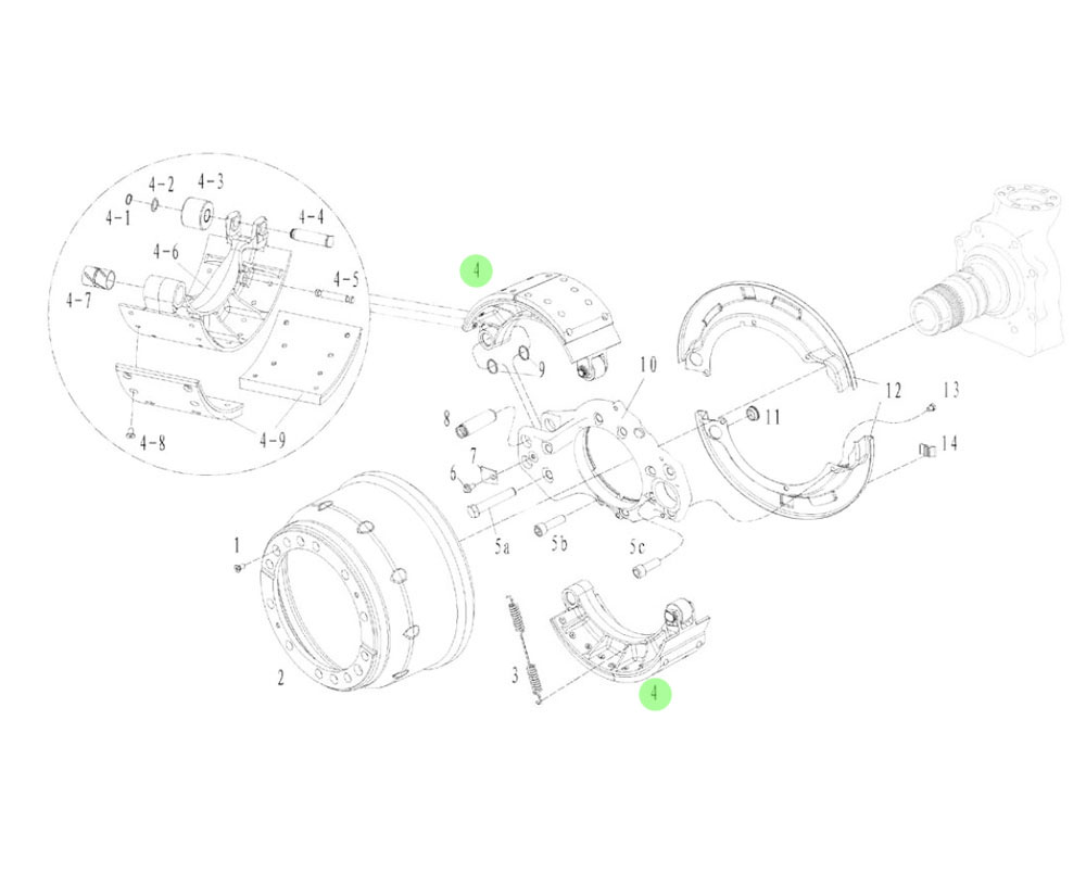 HD90009440080  制动蹄总成,Brake shoe assembly,济南向前汽车配件有限公司
