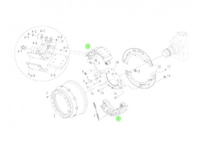 HD90009440080  制动蹄总成,Brake shoe assembly,济南向前汽车配件有限公司