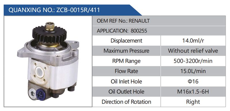 ZCB-0015R-411，RENAULT，800255汽车动力转向油泵，液压泵，增压泵