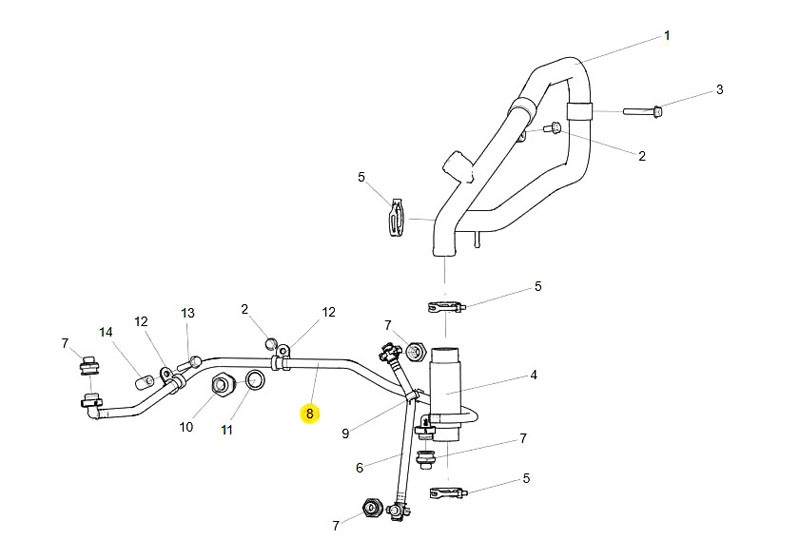 202V06303-5311  空压机冷却回水管,Air compressor cooling return pipe,济南向前汽车配件有限公司