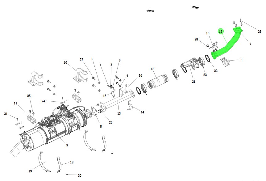 DZ98149547036 排气管总成(一),Exhaust Pipe Assembly (I),济南向前汽车配件有限公司