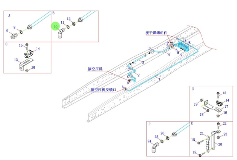 福田 Auman GTL  制動(dòng)系統(tǒng) H4356106001A0  卡套式端直角接頭體/H4356106001A0  卡套式端直角接頭體