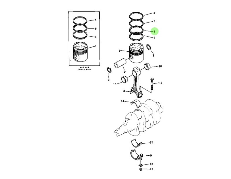 6128-31-2070  活塞环,PISTON RING ASSEMBLY (PER CYLINDER),济南向前汽车配件有限公司