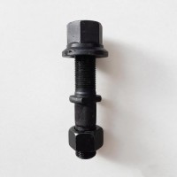 批發(fā)車輪螺栓 富華橋16T雙帽直紋 M22*1.5-130 黑磷化12.9級 后輪螺絲