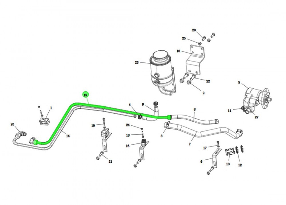 DZ91189470195  压油管总成,Steering pressure oil pipe,济南向前汽车配件有限公司