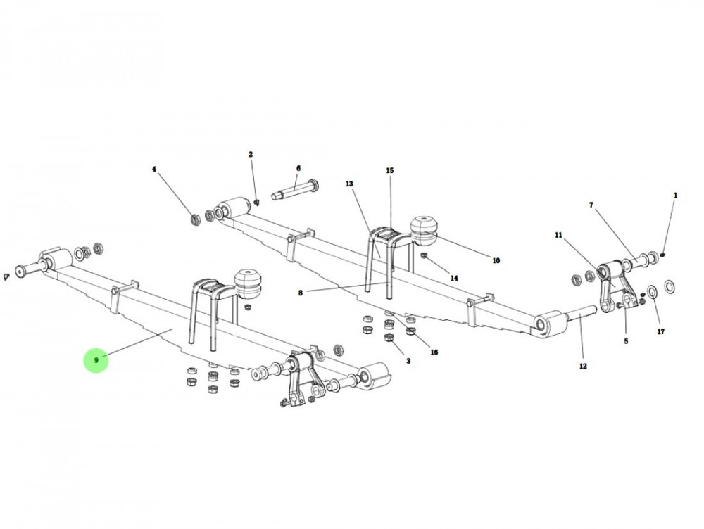 DZ91189690000 前钢板弹簧总成（左）,Front leaf spring assembly (left),济南向前汽车配件有限公司