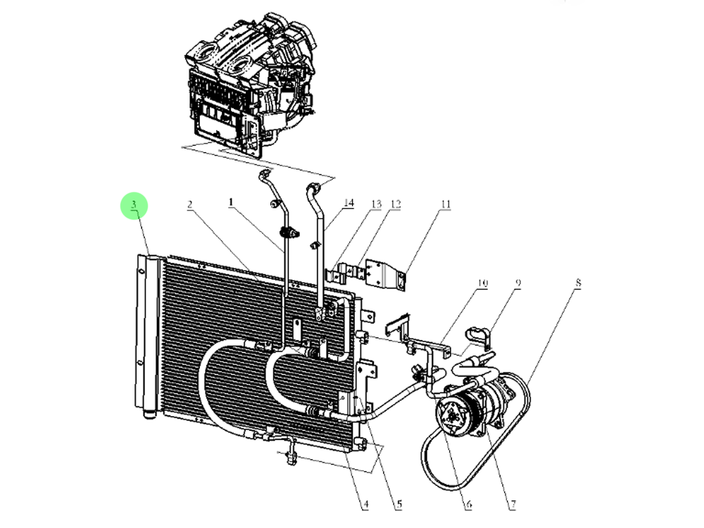 DZ13241824370 过冷式冷凝器总成（集成干燥罐）,Subcooled condenser assembly (integrated drying tank),济南向前汽车配件有限公司
