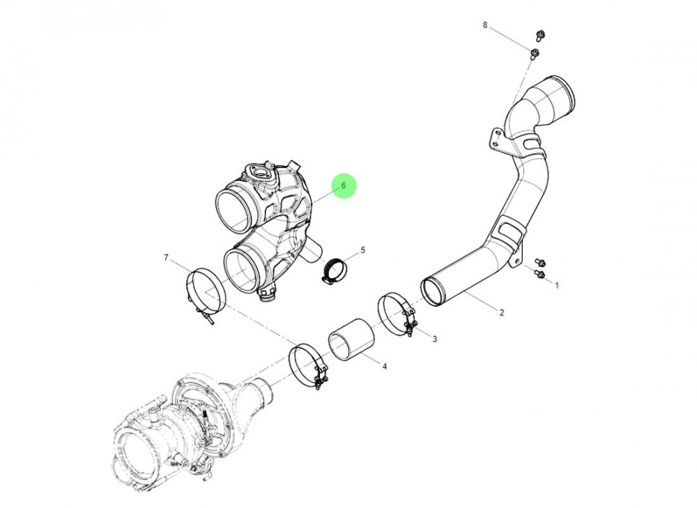 1018117161  压气机进气管总成,Intake pipe assembly,济南向前汽车配件有限公司
