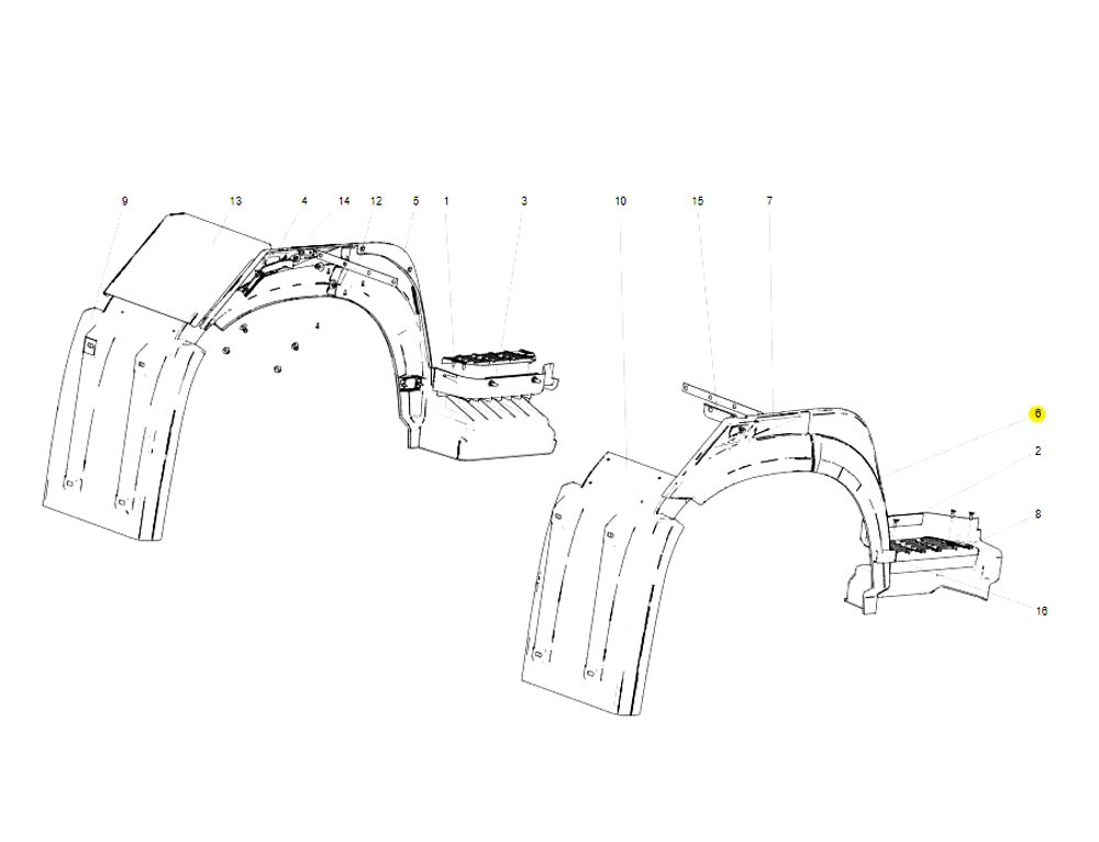 SINOTRUK HOWO 車(chē)身駕駛室外飾件系統(tǒng)  WG1641230020 短駕駛室左前翼子板/WG1641230020 短駕駛室左前翼子板