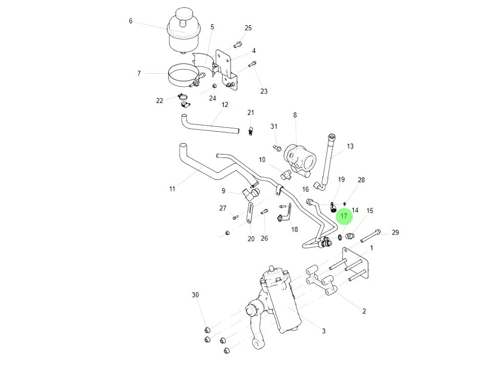 FG9816470921  转向机进油钢管,Steering gear oil inlet steel pipe,济南向前汽车配件有限公司