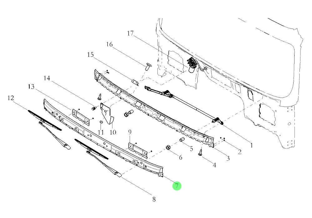 SHACMAN X3000 车身驾驶室系统  DZ14251150035 雨刮器支架外板/DZ14251150035