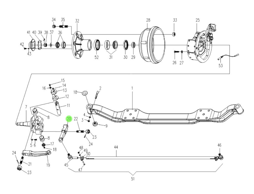 3072PE-3001071  横拉杆臂(右),Horizontal pull rod arm (right),济南向前汽车配件有限公司
