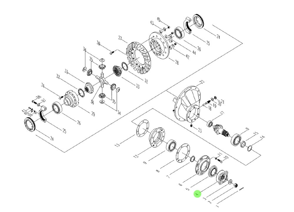 2402D-065-B 主动齿轮凸缘总成,Driving gear flange assembly,济南向前汽车配件有限公司