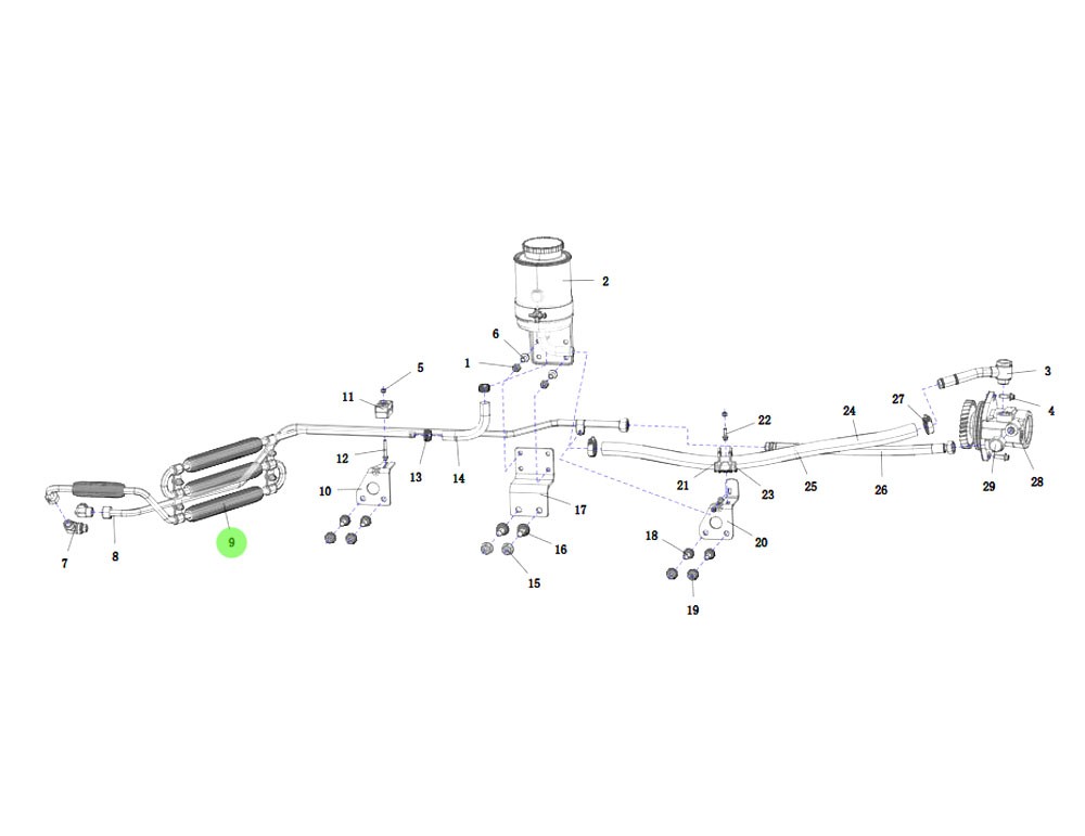SHACMAN F3000  行駛轉(zhuǎn)向系統(tǒng) DZ97319470230  回油散熱鋼管總成/DZ97319470230 回油散熱鋼管總成