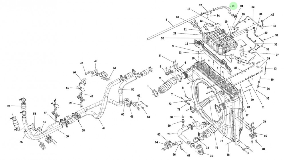 DZ9X189535019  膨胀箱成型胶管,Expansion box forming hose,济南向前汽车配件有限公司