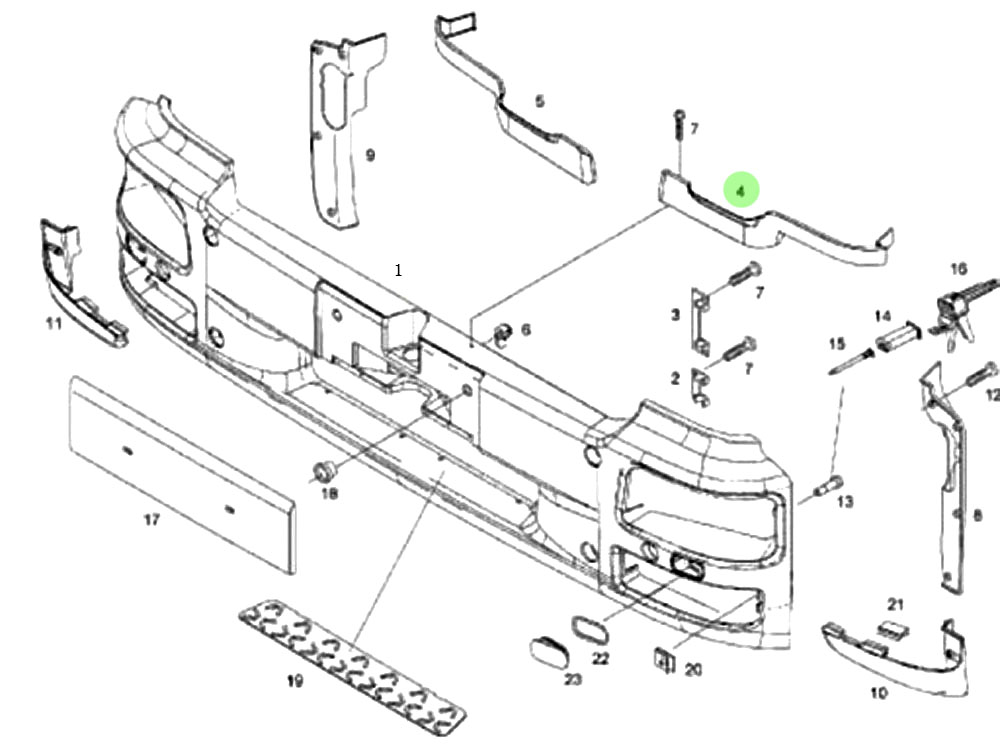 德国曼 MAN TGA  车身驾驶室保险杠系统 81.41614-0021 保险杠上右装饰板/81.41614-0021 保险杠上右装饰板
