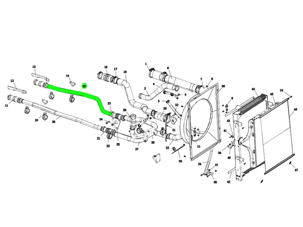 DZ91189534006  油冷器进水管（二),Oil cooler inlet pipe (2),济南向前汽车配件有限公司