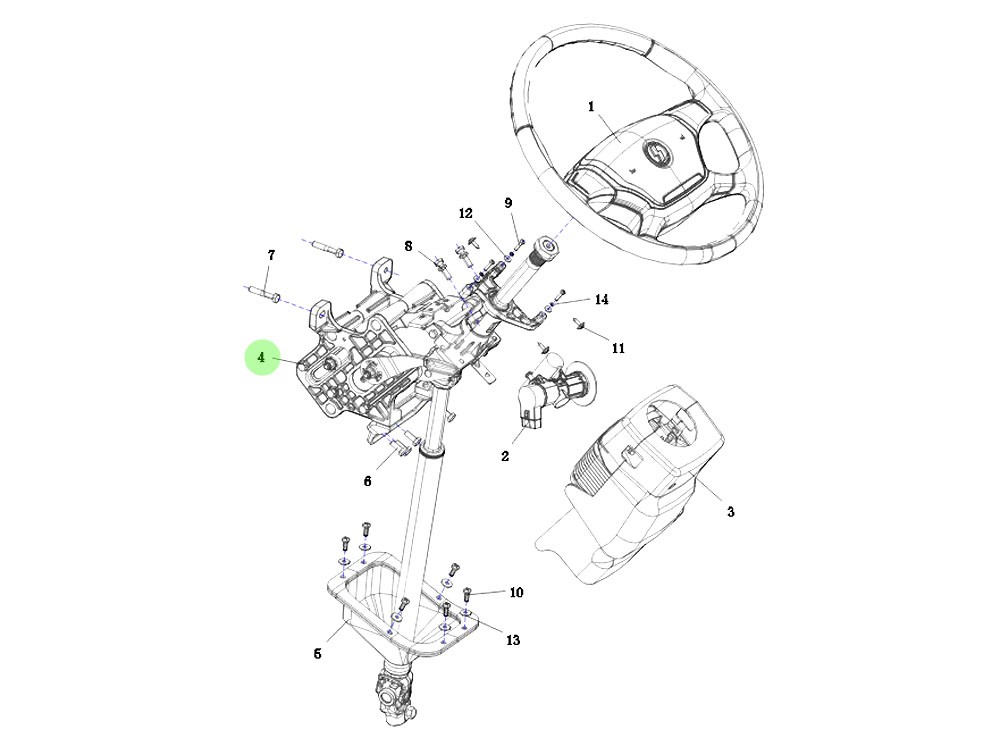 DZ98149460558 转向管柱 XQ046739,Steering column,济南向前汽车配件有限公司