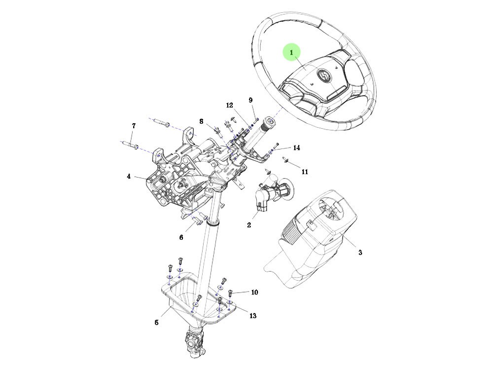 DZ9X189460133 方向盘总成 XQ046740,Steering wheel assembly,济南向前汽车配件有限公司