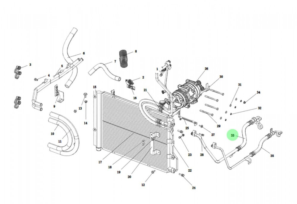 DZ15221840874 蒸发器-压缩机管路I XQ046997,Evaporator-Compressor Pipeline I,济南向前汽车配件有限公司