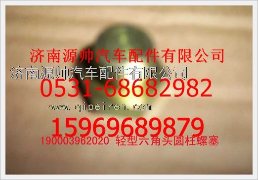 190003962020,重汽豪沃轻型六角头园柱螺塞190003962020,济南源帅汽车配件有限公司
