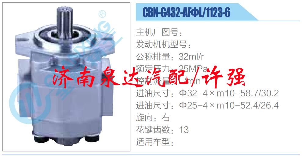 转向液压油泵总成/转向泵总成/助力泵总成/CBN-G432-AFΦL-1123-6