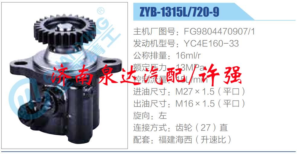 转向液压油泵总成/转向泵总成/助力泵总成/FG9804470907-1