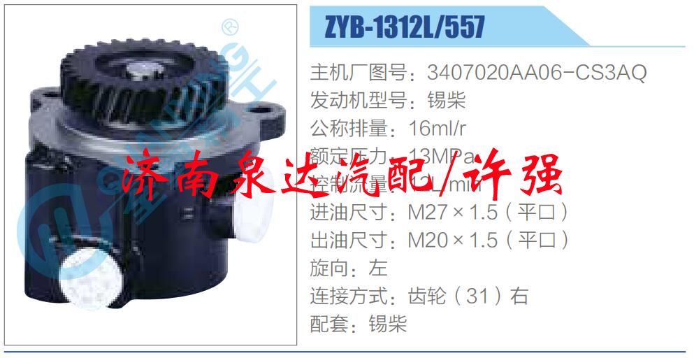 轉向液壓油泵總成/轉向泵總成/助力泵總成/3407020AA06-CS3AQ
