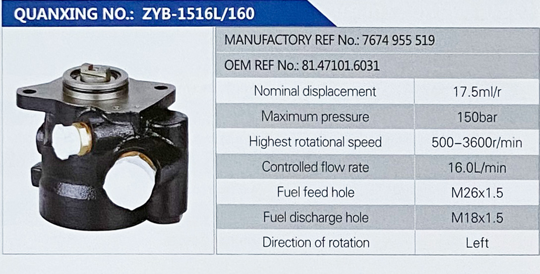 轉(zhuǎn)向助力葉片泵，轉(zhuǎn)向泵/81.47101.6031